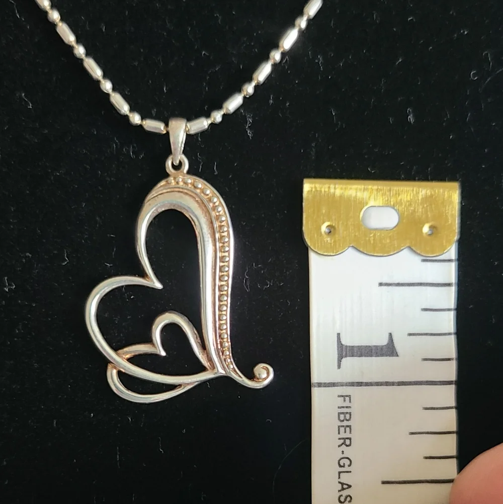 Sterling Silver Double Heart Pendant Necklace